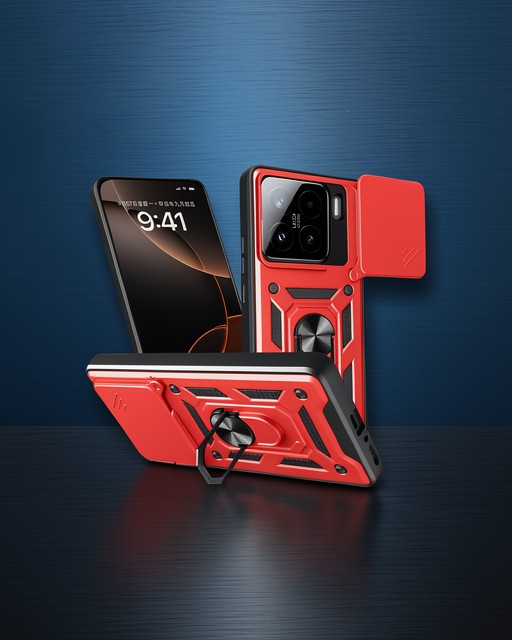 Xiaomi Mi 15 Kılıf Pars Lens Yüzüklü Silikon - Kırmızı