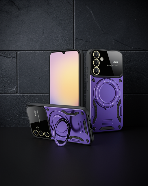 Samsung Galaxy S25 Kılıf Joy Lens Standlı Kapak - Mor