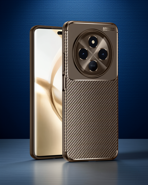 Tecno Spark 30 Kılıf Auto Focus Karbon Kapak - Kahverengi