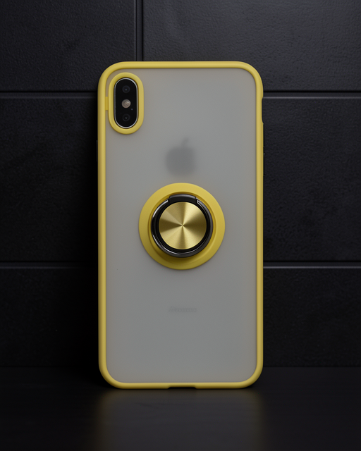 Apple İphone X Kılıf Montreal Yüzüklü Silikon Kapak - Sarı