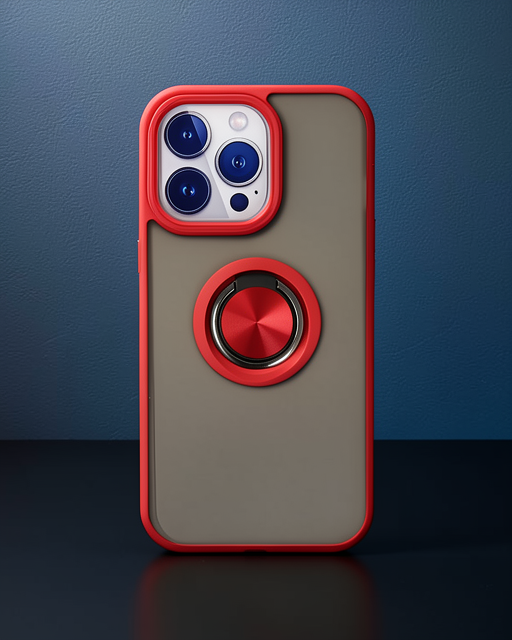 Apple İphone 15 Pro Kılıf Montreal Yüzüklü Silikon Kapak - Kırmızı
