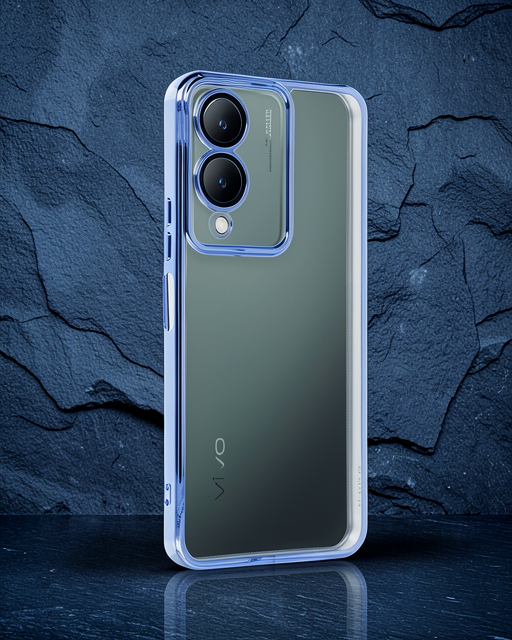 Vivo Y17s Kılıf Razer Lensli Silikon - Açık Mavi