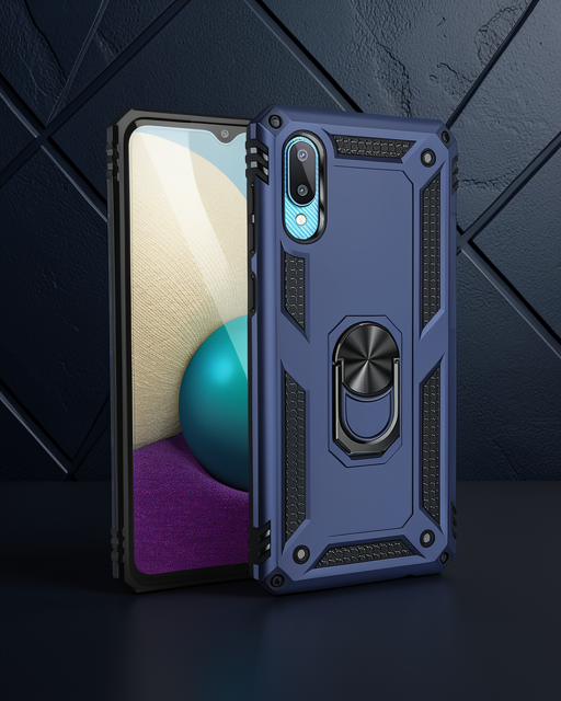 Samsung Galaxy A02 Kılıf Sofya Yüzüklü Silikon Kapak - Lacivert