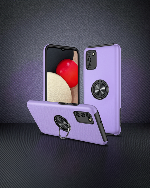 Samsung Galaxy A02s Kılıf Elit Yüzüklü Kapak - Mor