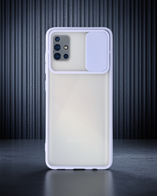 Samsung Galaxy A71 Kılıf Palm Buzlu Kamera Sürgülü Silikon - Lila