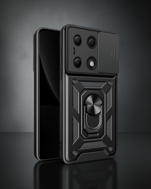 Xiaomi Poco M6 Pro 4g Kılıf Pars Lens Yüzüklü Silikon - Siyah