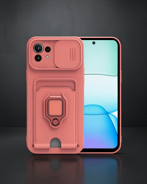 Xiaomi Mi 11 Lite Kılıf Zuma Kartvizitli Yüzüklü Silikon - Pembe