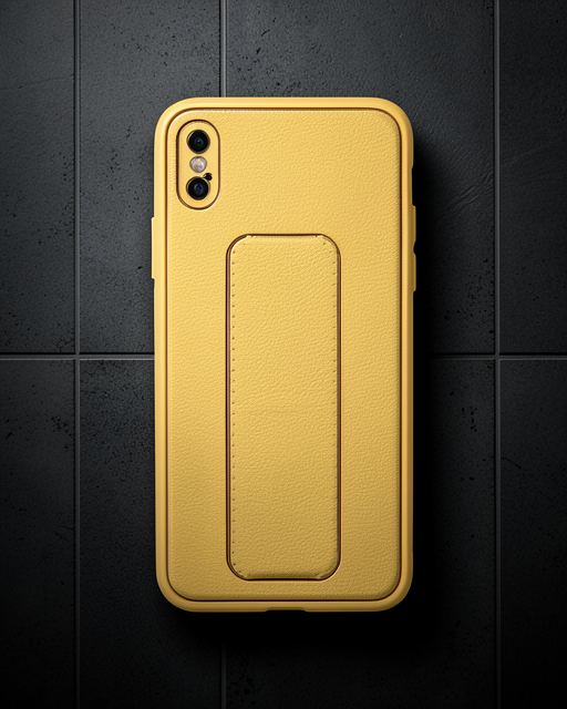 Apple İphone Xs Max Kılıf Coco Deri Standlı Kapak - Sarı