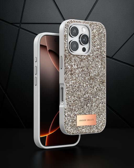 Onegif Apple İphone 16 Pro Max Bright Simli Kapak - Gold