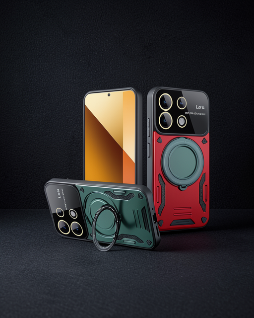 Xiaomi Redmi Note 13 4g Kılıf Joy Lens Standlı Kapak - Koyu Yeşil