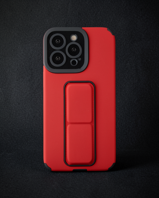 Apple İphone 13 Pro Max Kılıf Mega Standlı Silikon - Kırmızı