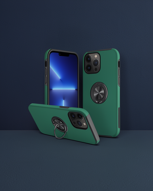Apple İphone 13 Pro Kılıf Elit Yüzüklü Kapak - Yeşil