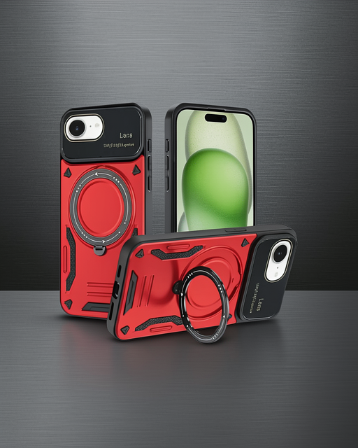 Apple İphone 16e Kılıf Joy Lens Standlı Kapak - Kırmızı