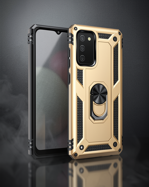 Samsung Galaxy A03s Kılıf Sofya Yüzüklü Silikon Kapak - Gold