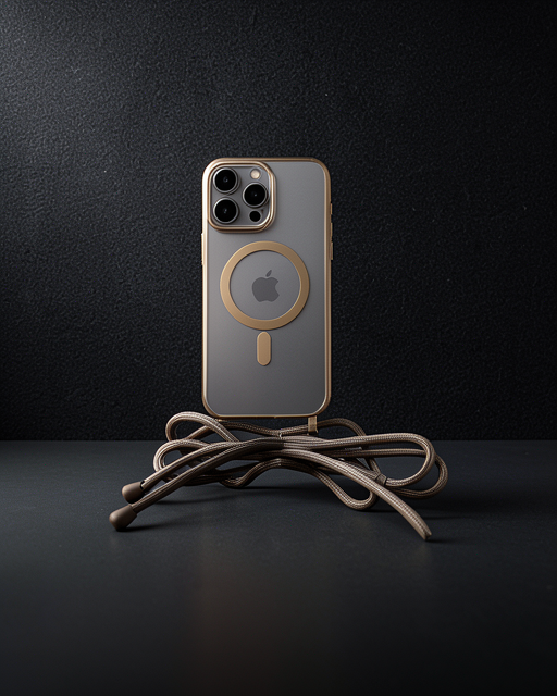 Apple İphone 12 Pro Kılıf Divo Lazer Askılı Magsafe Kapak - Gold